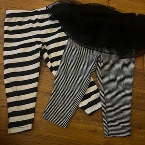 Carter's black and White Striped Leggings with Tulle Overlay